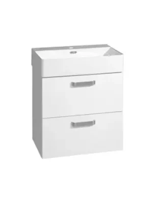 Top Prodej MEREO | LENY | skř&iacute;ňka s keramick&yacute;m umyvadlem | z&aacute;věsn&aacute; | 50cm | 2 z&aacute;suvky | b&iacute;l&aacute; lesk