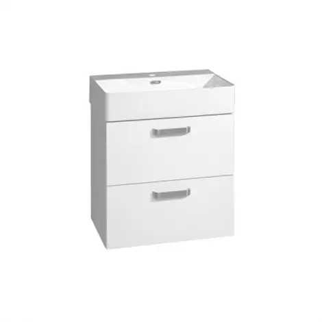 Top Prodej MEREO | LENY | skř&iacute;ňka s keramick&yacute;m umyvadlem | z&aacute;věsn&aacute; | 50cm | 2 z&aacute;suvky | b&iacute;l&aacute; lesk