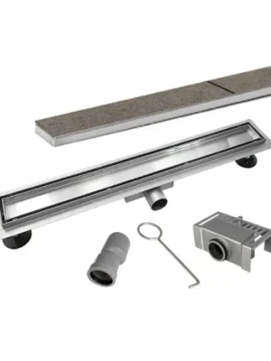 MEREO | Odtokov&yacute; žlab 70x7 cm |  vč. ro&scaron;tu a nerezov&eacute;ho vnitřku sifonu |  ro&scaron;t TILE |  ner Koupit Online