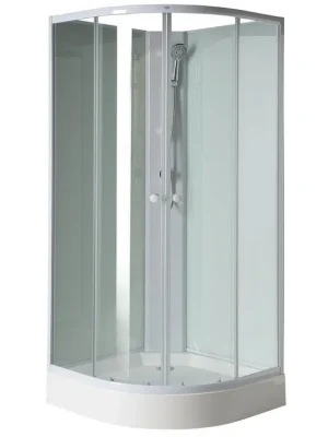 Značkový AIGO čtvrtkruhový sprchový box 900x900x2040 mm, bílý profil, čiré sklo