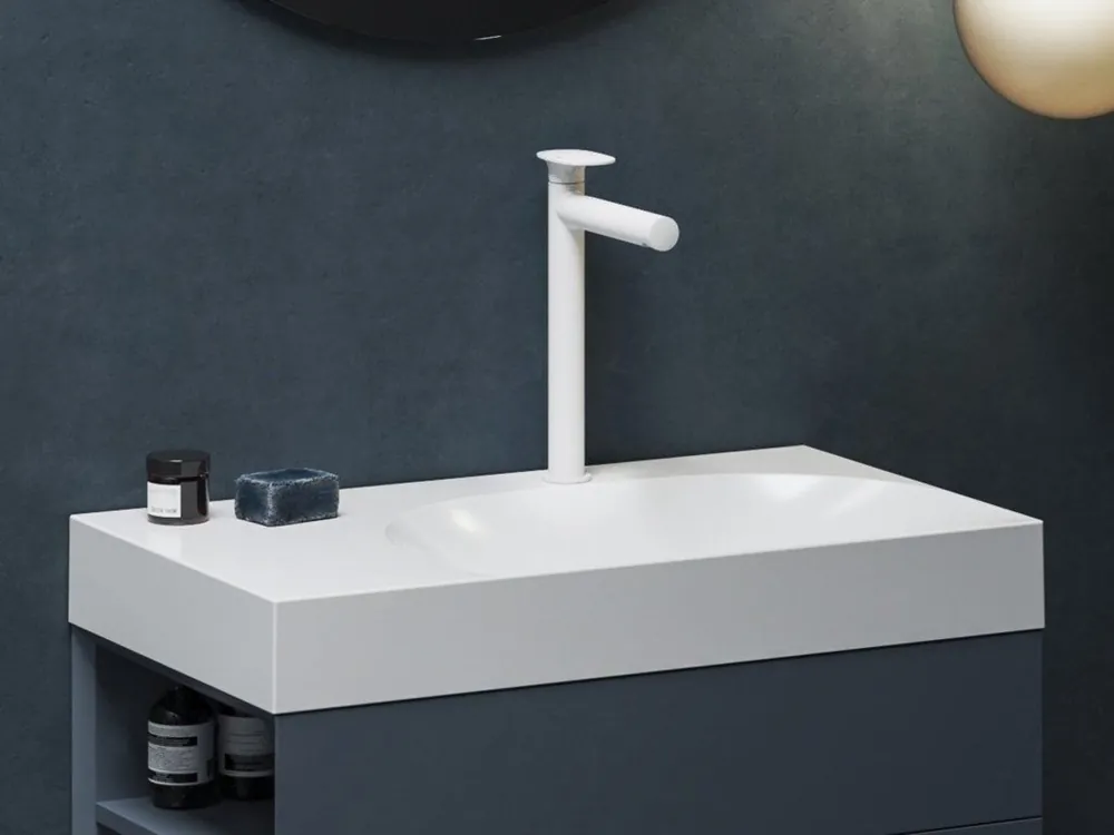 Značkový SG 015.10WHM Umyvadlová stojánková baterie 315 mm bez výpusti, bílá matná