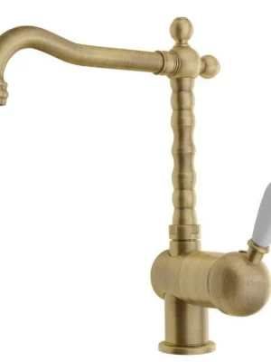 Akce KIRKÉ WHITE stojánková dřezová baterie, bílá páčka, bronz