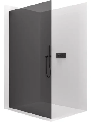Akce CERANO - Sprchová zástěna Walk-in Crystal L/P - 10 mm - bezvzpěrový systém - černá matná, grafitové sklo - 120x200 cm