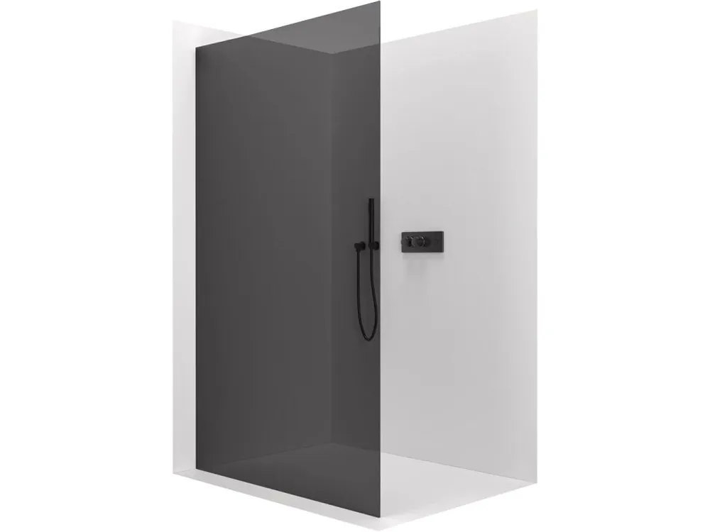 Akce CERANO - Sprchová zástěna Walk-in Crystal L/P - 10 mm - bezvzpěrový systém - černá matná, grafitové sklo - 120x200 cm