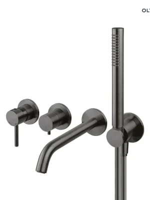 Značkový Oltens Molle vanová baterie se sprchou, podomítková, se 4 otvory, grafit 34105400