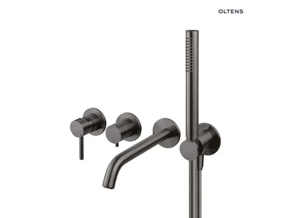 Značkový Oltens Molle vanová baterie se sprchou, podomítková, se 4 otvory, grafit 34105400