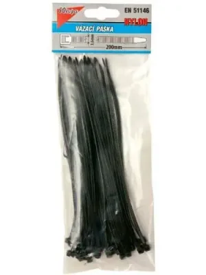 Značkový Páska vázací černá 200x3,6 mm 50 ks