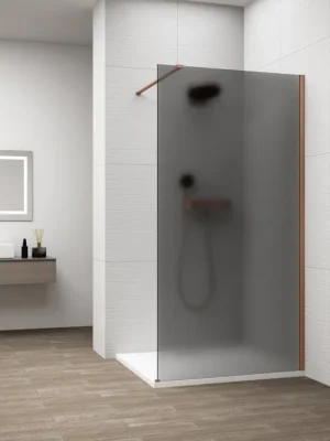 Značkový Polysan ESCA COPPER MATT jednodílná sprchová zástěna k instalaci ke stěně, kouřové matné sklo, 1000 mm ES1410-09