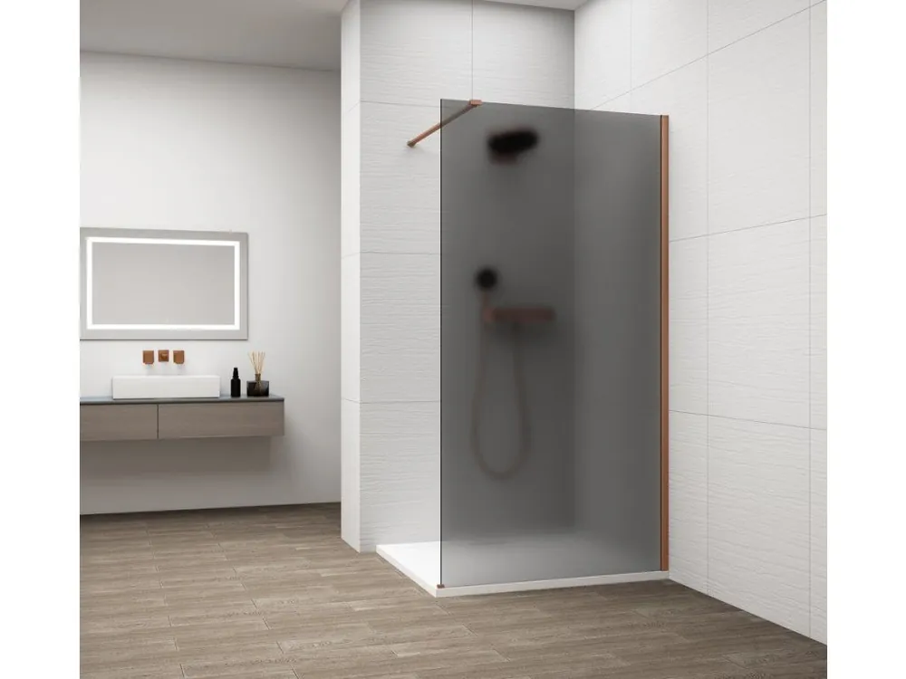 Značkový Polysan ESCA COPPER MATT jednodílná sprchová zástěna k instalaci ke stěně, kouřové matné sklo, 1000 mm ES1410-09
