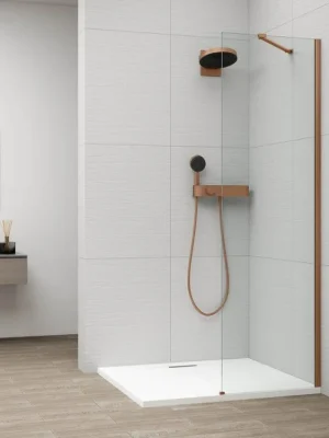 Značkový Polysan ESCA COPPER MATT jednodílná sprchová zástěna k instalaci ke stěně, sklo čiré, 500 mm ES1050-09