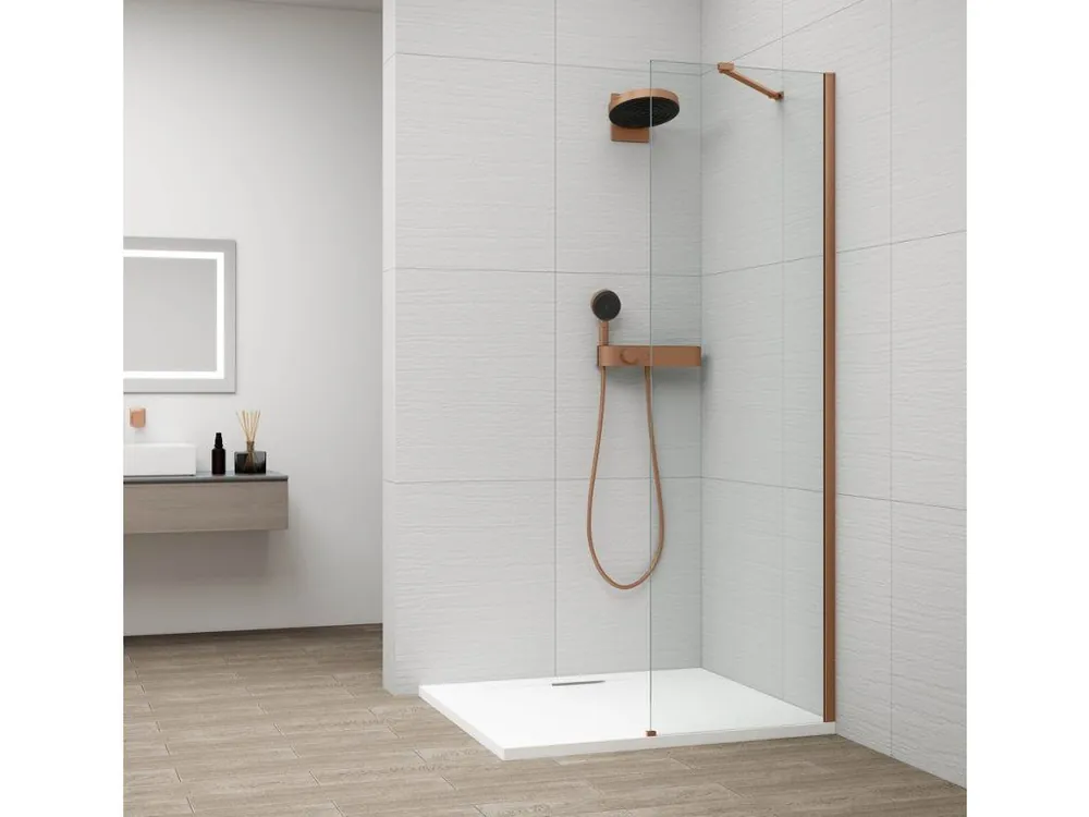 Značkový Polysan ESCA COPPER MATT jednodílná sprchová zástěna k instalaci ke stěně, sklo čiré, 500 mm ES1050-09