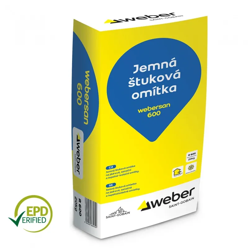 Značkový Omítka sanační Weber San 600 štuková jemná 20 kg