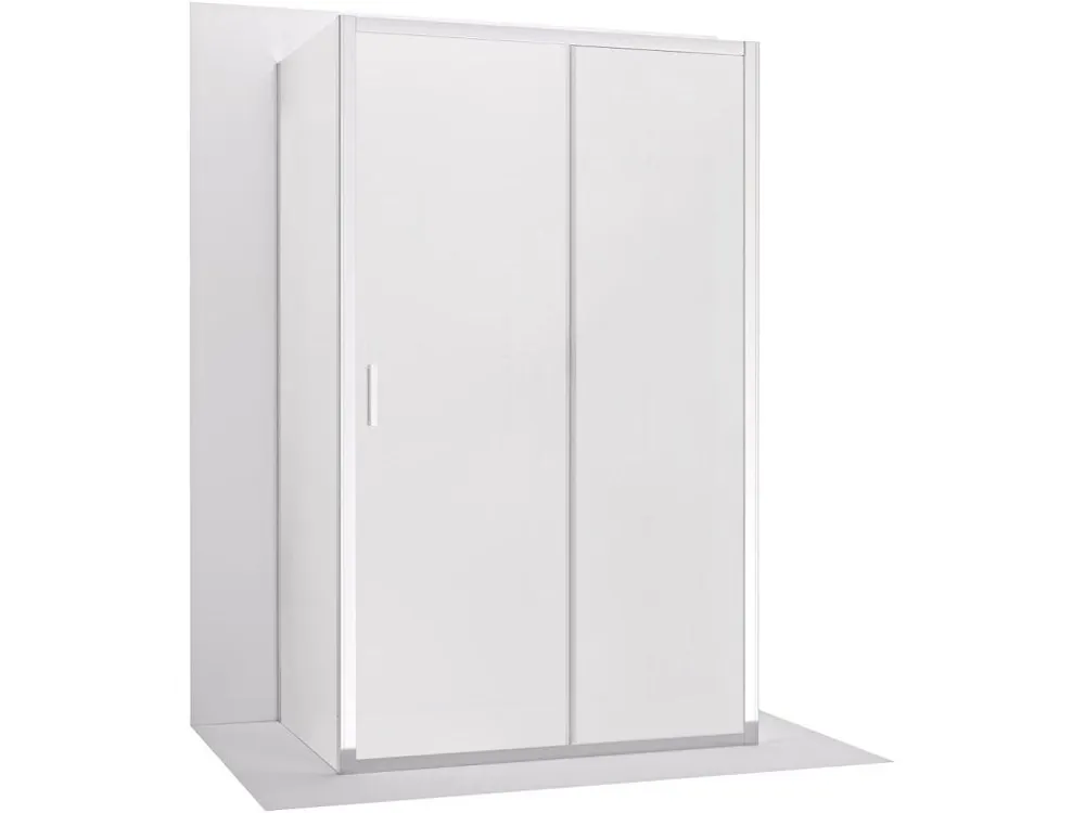 Značkový CERANO - Třístěnný sprchový kout Varone LINE U L/P - 6 mm - chrom, mléčné sklo - 110x80 cm - posuvný