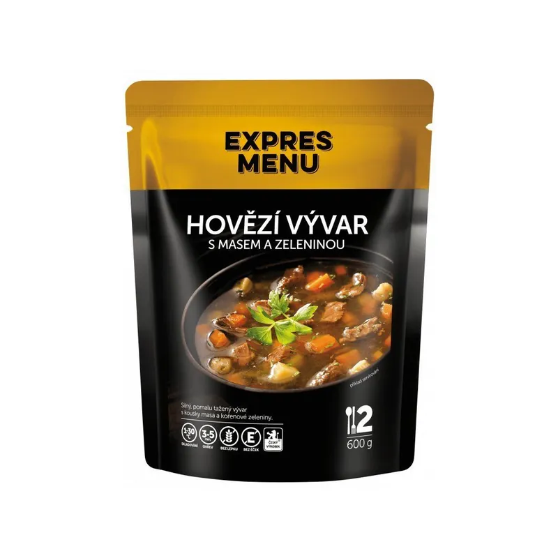 Expres Menu hovězí vývar s masem a zeleninou 2 porce 600g Top Prodej