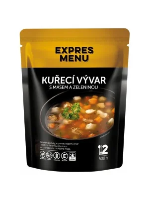 Expres Menu kuřecí vývar s masem a zeleninou 2 porce 600g Horká Nabídka