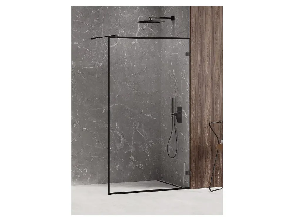 Značkový Walk-In Avexa black 70 cm s černým rámem sklo 8 mm