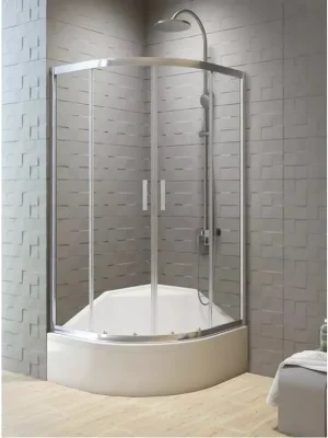 Značkový Sprchový kout New Varia Chrom 80x80x165 cm čtvrtkruh na vysokou vaničku, čiré sklo