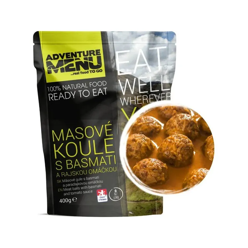 Adventure Menu masové koule s basmati a rajskou omáčkou 400g Ihned K Objednání